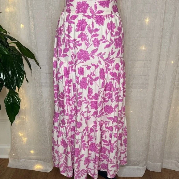 LC Lauren Conrad Pink Floral Maxi Skirt - Picture 1 of 8